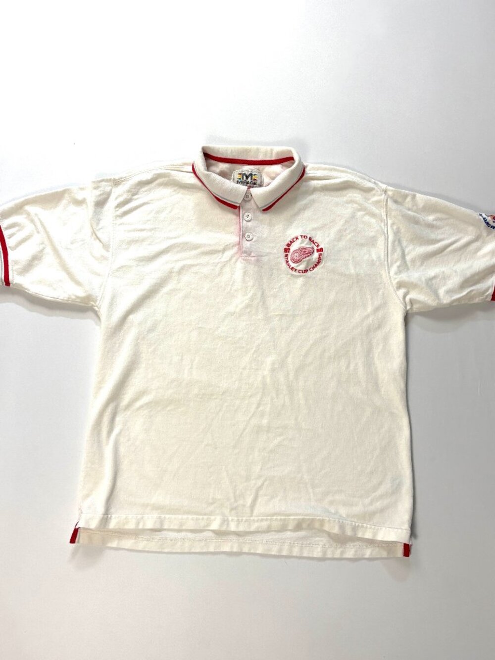 Vintage Detroit Red Wings Mirage Mens Polo Shirt White XL 1998 Stanley Cup NHL